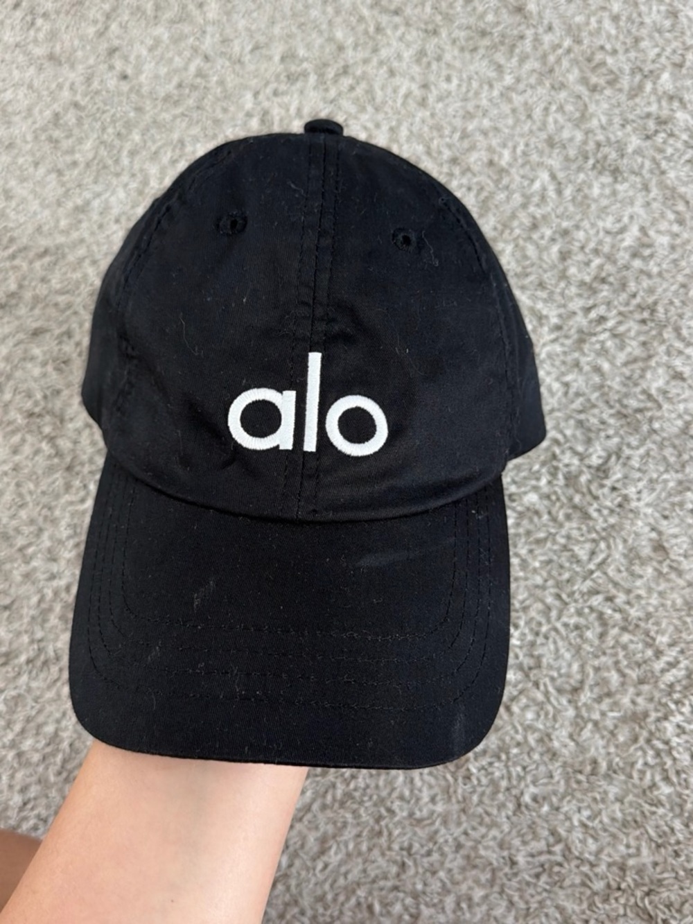 ALO Yoga  Black Cap with White Logo